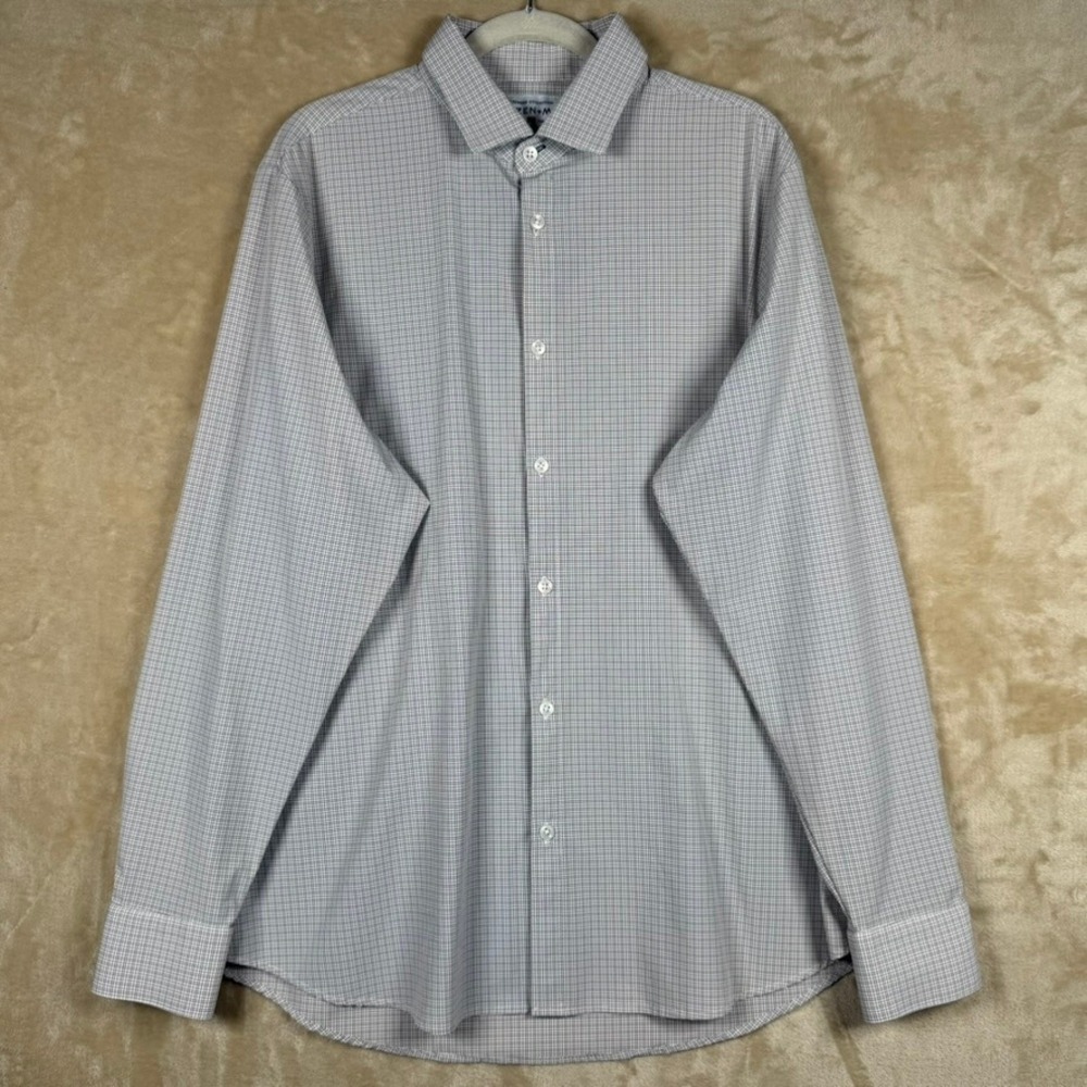 Mizzen+Main Leeward Collection Shirt Mens L Standard Fit Grid Performance